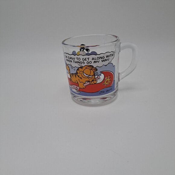 McDonalds Garfield Glass Mug Coffee Cup 1978 Cartoon By Jim Davis Cat Design - Picture 1 of 13